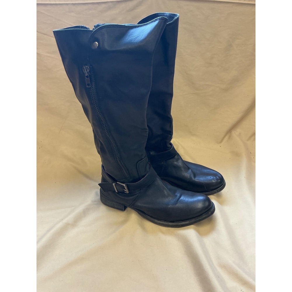 Rampage Allison Black Tall Riding Moto Boots Size 10M 396107